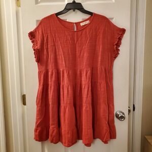 A Beautiful Soul sz X red tiered flowy shift dress Spring Summer Beach boho‎